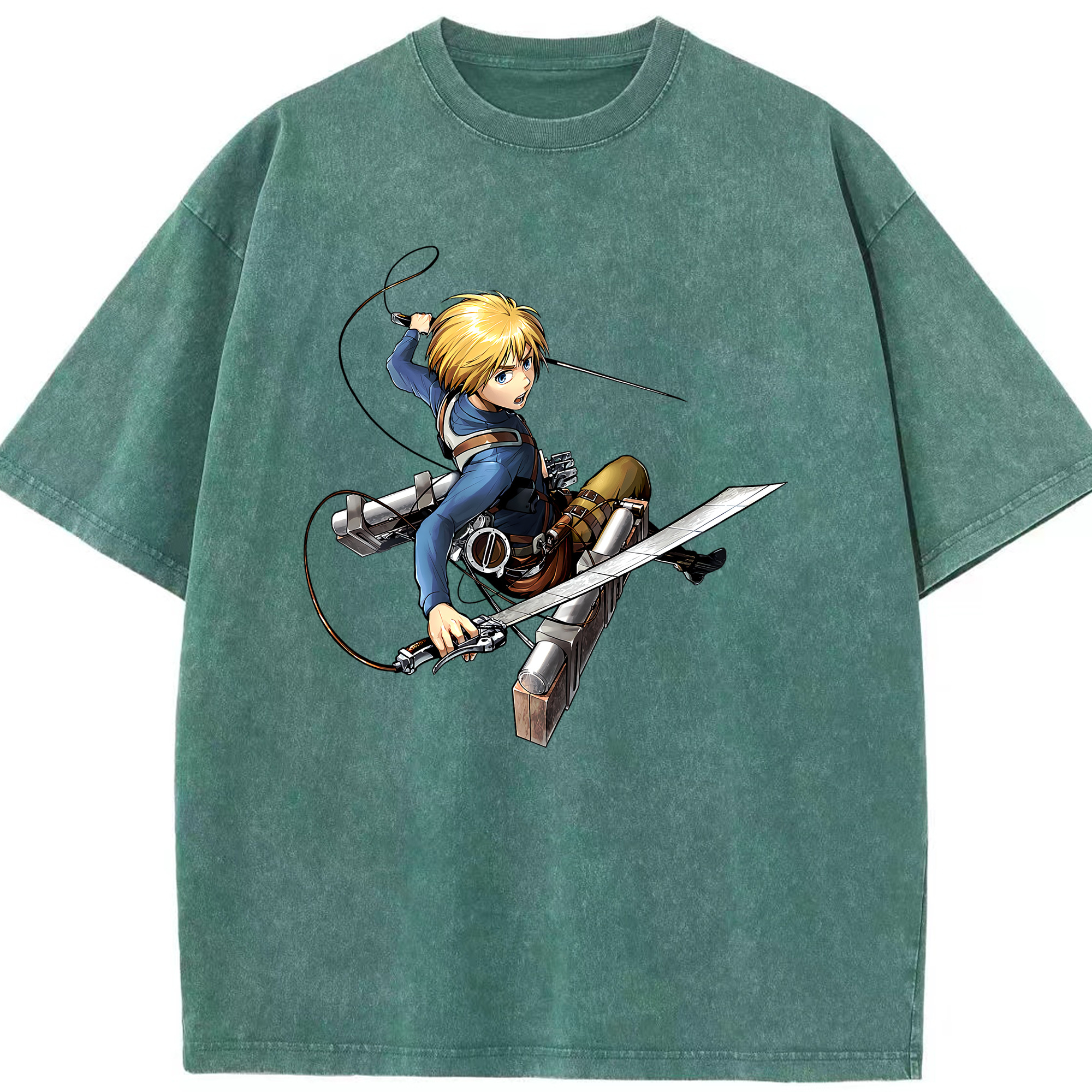 （画像用） 進撃の巨人 アルミン·アルレルト Attack on Titan Armin Arlert 綿100% ヴィンテージ風 半袖Tシャツ（フロントプリント）